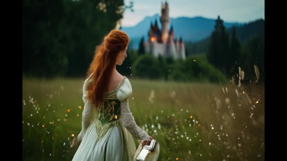 Wizard and princess fantasy scene